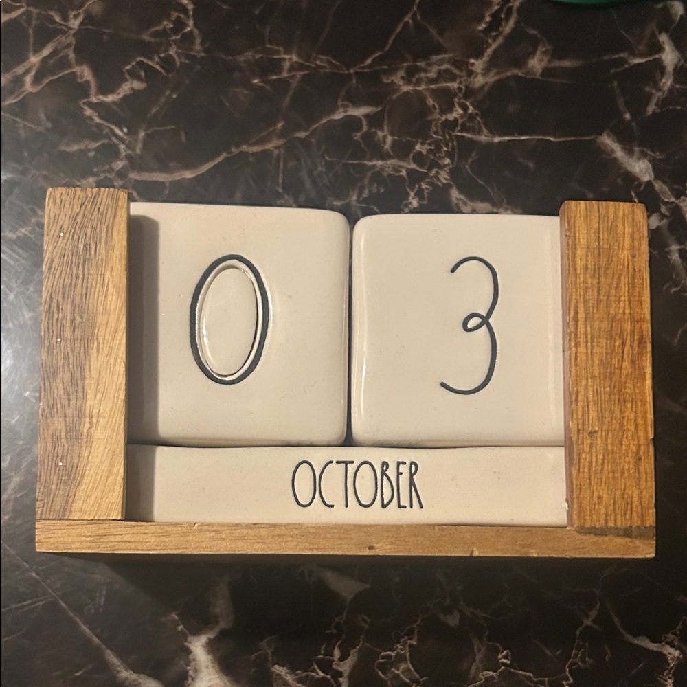 Rae Dunn Cream and Brown Perpetual Calendar